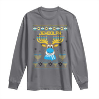 Funny Hanukkah Long Sleeve Shirt Jewdolph Jewish Reindeer Menorah