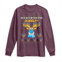 Funny Hanukkah Long Sleeve Shirt Jewdolph Jewish Reindeer Menorah