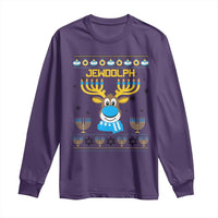 Funny Hanukkah Long Sleeve Shirt Jewdolph Jewish Reindeer Menorah