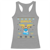 Funny Hanukkah Racerback Tank Top Jewdolph Jewish Reindeer Menorah