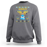 Funny Hanukkah Sweatshirt Jewdolph Jewish Reindeer Menorah - Wonder Print Shop