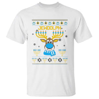 Funny Hanukkah T Shirt Jewdolph Jewish Reindeer Menorah - Wonder Print Shop