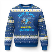 Funny This Is My Pajamakah Hanukkah Ugly Sweater Cute Jewish Sloth Chanukkah - Wonder Print Shop