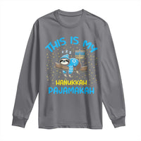 Funny This Is My Hanukkah Pajamakah Long Sleeve Shirt Cute Jewish Sloth Chanukkah