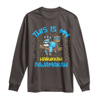 Funny This Is My Hanukkah Pajamakah Long Sleeve Shirt Cute Jewish Sloth Chanukkah