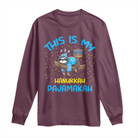 Funny This Is My Hanukkah Pajamakah Long Sleeve Shirt Cute Jewish Sloth Chanukkah