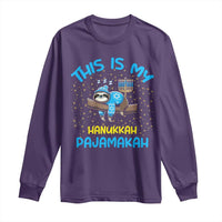 Funny This Is My Hanukkah Pajamakah Long Sleeve Shirt Cute Jewish Sloth Chanukkah