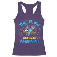 Funny This Is My Hanukkah Pajamakah Racerback Tank Top Cute Jewish Sloth Chanukkah