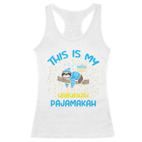 Funny This Is My Hanukkah Pajamakah Racerback Tank Top Cute Jewish Sloth Chanukkah