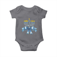 Hanukkah Menorah Jewish Coquette Bow Baby Onesie