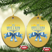 Hanukkah Menorah Jewish Coquette Bow Christmas Ornament - Wonder Print Shop