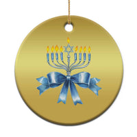 Hanukkah Menorah Jewish Coquette Bow Christmas Ornament - Wonder Print Shop