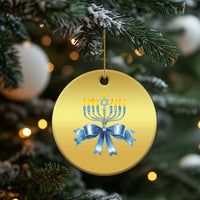 Hanukkah Menorah Jewish Coquette Bow Christmas Ornament - Wonder Print Shop