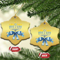 Hanukkah Menorah Jewish Coquette Bow Christmas Ornament - Wonder Print Shop