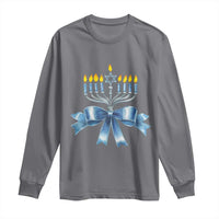 Hanukkah Menorah Jewish Coquette Bow Long Sleeve Shirt