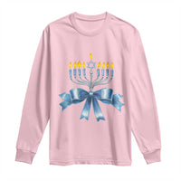 Hanukkah Menorah Jewish Coquette Bow Long Sleeve Shirt