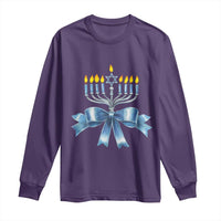 Hanukkah Menorah Jewish Coquette Bow Long Sleeve Shirt