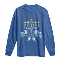 Hanukkah Menorah Jewish Coquette Bow Long Sleeve Shirt