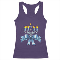 Hanukkah Menorah Jewish Coquette Bow Racerback Tank Top