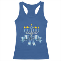 Hanukkah Menorah Jewish Coquette Bow Racerback Tank Top