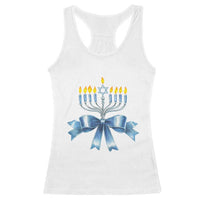 Hanukkah Menorah Jewish Coquette Bow Racerback Tank Top