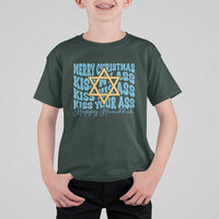 Funny Hanukkah T Shirt For Kid Kiss My Ass Kiss His Ass Kiss Your Ass - Wonder Print Shop