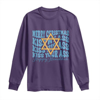 Funny Hanukkah Long Sleeve Shirt Kiss My Ass Kiss His Ass Kiss Your Ass