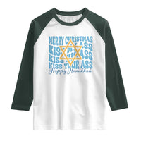 Funny Hanukkah Raglan Shirt Kiss My Ass Kiss His Ass Kiss Your Ass