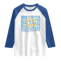 Funny Hanukkah Raglan Shirt Kiss My Ass Kiss His Ass Kiss Your Ass