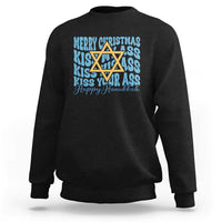 Funny Hanukkah Sweatshirt Kiss My Ass Kiss His Ass Kiss Your Ass - Wonder Print Shop