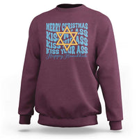 Funny Hanukkah Sweatshirt Kiss My Ass Kiss His Ass Kiss Your Ass - Wonder Print Shop