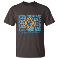 Funny Hanukkah T Shirt Kiss My Ass Kiss His Ass Kiss Your Ass - Wonder Print Shop