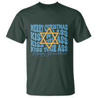 Funny Hanukkah T Shirt Kiss My Ass Kiss His Ass Kiss Your Ass - Wonder Print Shop