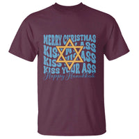 Funny Hanukkah T Shirt Kiss My Ass Kiss His Ass Kiss Your Ass - Wonder Print Shop