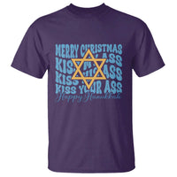 Funny Hanukkah T Shirt Kiss My Ass Kiss His Ass Kiss Your Ass - Wonder Print Shop