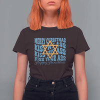 Funny Hanukkah T Shirt For Women Kiss My Ass Kiss His Ass Kiss Your Ass - Wonder Print Shop