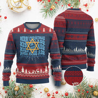 Funny Hanukkah Ugly Christmas Sweater Kiss My Ass Kiss His Ass Kiss Your Ass - Wonder Print Shop