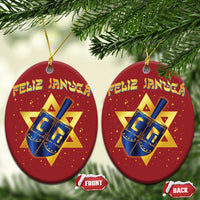 Funny Hanukkah Christmas Ornament Feliz Januca Jewish Sephardic Ladino - Wonder Print Shop