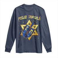 Funny Hanukkah Long Sleeve Shirt Feliz Januca Jewish Sephardic Ladino