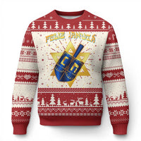 Funny Hanukkah Ugly Christmas Sweater Feliz Januca Jewish Sephardic Ladino - Wonder Print Shop