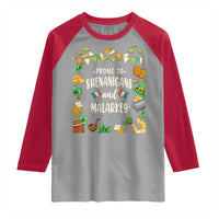 St Patrick's Day Raglan Shirt Funny Prone To Shenanigans And Malarkey