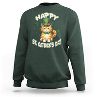 Happy St.Catrick's Patrick's Day Lucky Cat Shamrock Sweatshirt - Wonder Print Shop