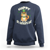 Happy St.Catrick's Patrick's Day Lucky Cat Shamrock Sweatshirt - Wonder Print Shop