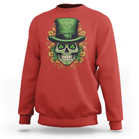 St. Patrick's Day Sweatshirt Irish Sugar Skull Lucky Hat Shamrocks - Wonder Print Shop