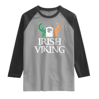 St Patrick's Day Raglan Shirt Irish Viking Helmet Lucky Shamrocks Ireland Flag