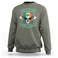 St. Patrick's Day Sweatshirt Irish Viking Skull Lucky Shamrocks Ireland Flag - Wonder Print Shop