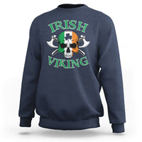 St. Patrick's Day Sweatshirt Irish Viking Skull Lucky Shamrocks Ireland Flag - Wonder Print Shop