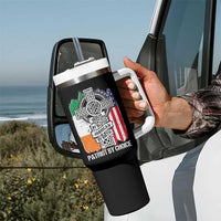 Irish By Blood American By Birth Patriot By Choice Tumbler With Handle Celtic Cross Ireland America Flag