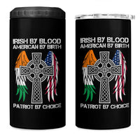 Irish By Blood American By Birth Patriot By Choice 4 in 1 Can Cooler Tumbler Ireland America Flag Celtic Cross