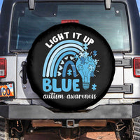 Autism Awareness Spare Tire Cover Light It Up Blue Rainbow Puzzle Piece